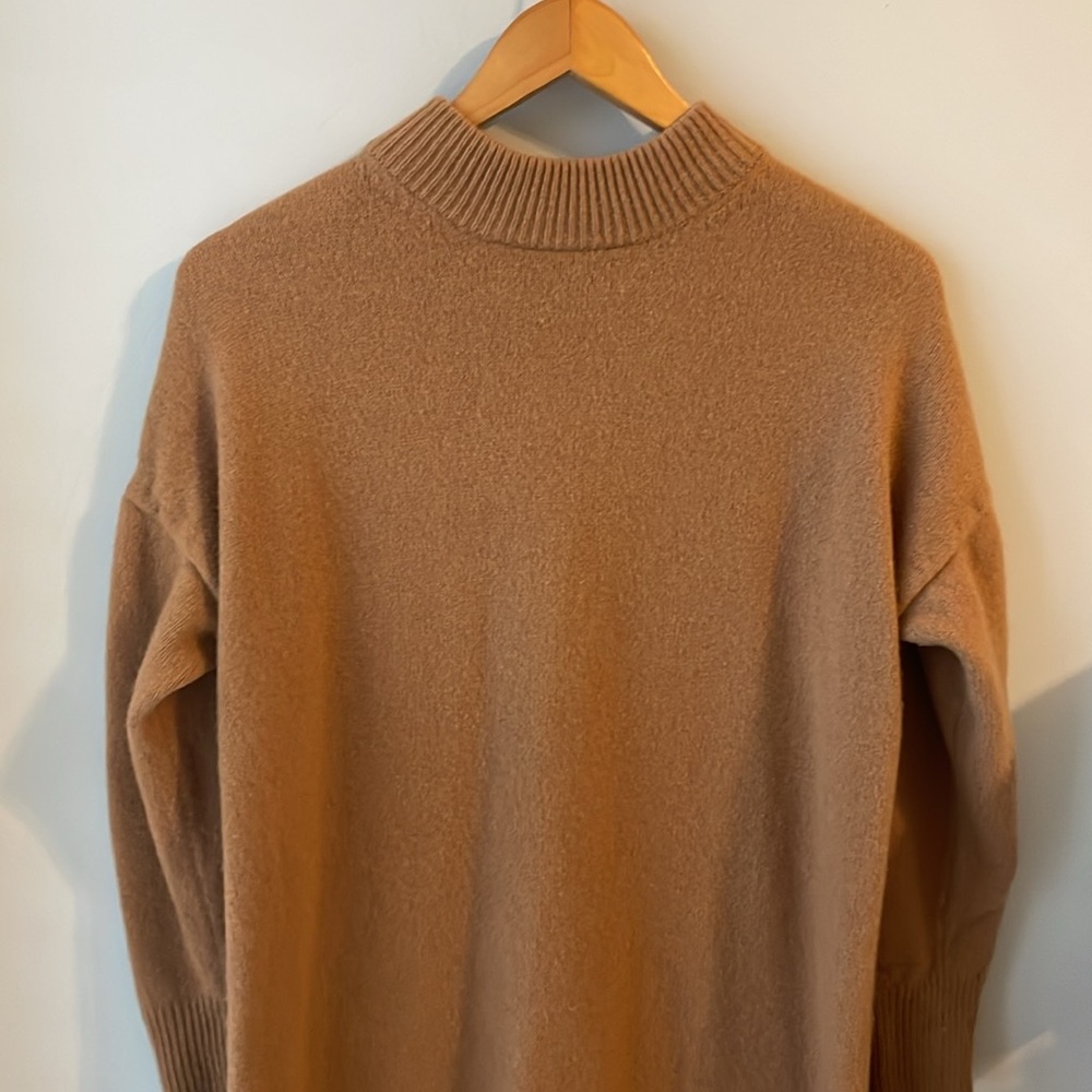 Madewell Camel Long Sleeve Knit Midi Dress in Recycled Cashmere - Picture 5 of 15